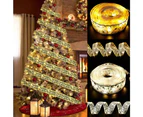 1/2/5M LED Ribbon Lights Christmas Tree Ornaments DIY Lace Bows Lights Christmas Decorations for Home Happy New Year 2023 Decor - Gold colorful 2 meters