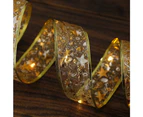 1/2/5M LED Ribbon Lights Christmas Tree Ornaments DIY Lace Bows Lights Christmas Decorations for Home Happy New Year 2023 Decor - Gold colorful 5 meters