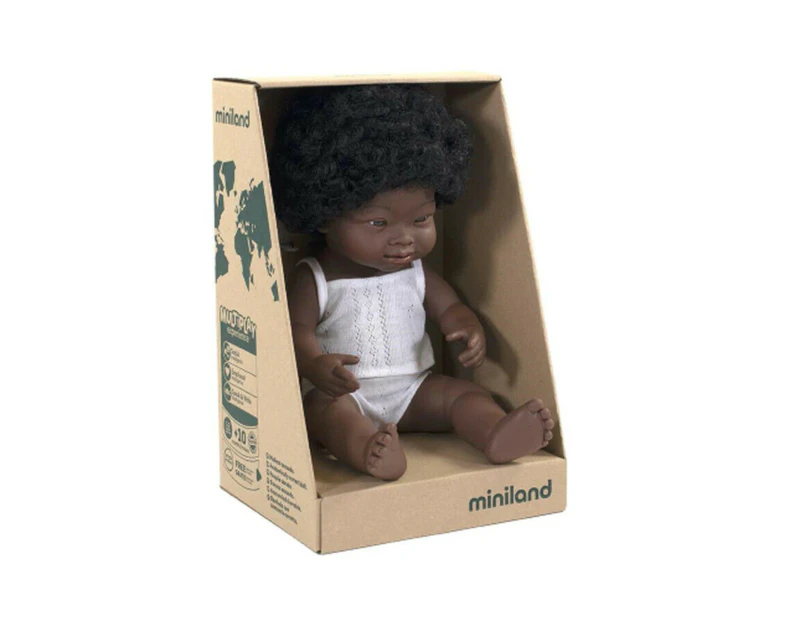 Miniland Doll African Girl Down Syndrome 38cm Boxed 31171