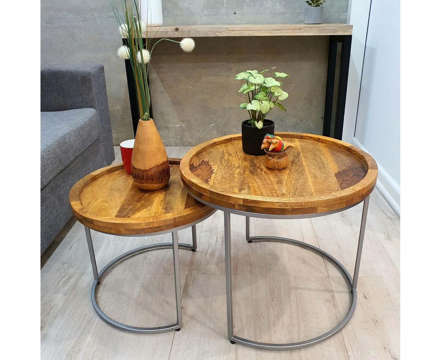 [MANGO TREES] "Olive" Wooden Nesting Coffee Table/Side Table 2PCS Set