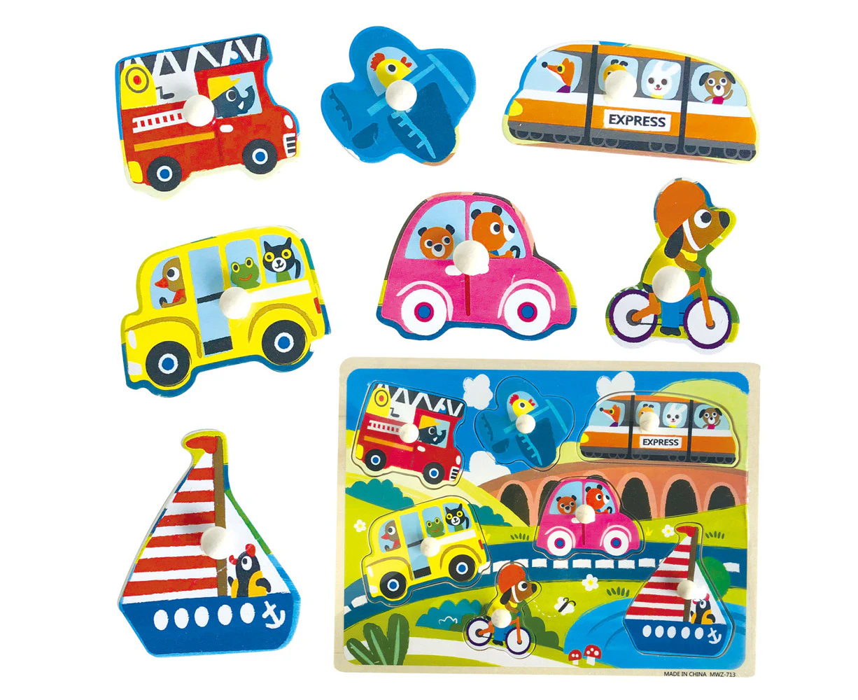 Vehicles Puzzle Set Wooden Puzzles Kids Childrens Educational Toys