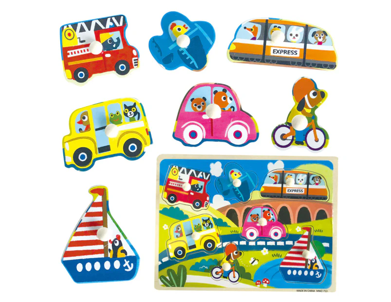 Vehicles Puzzle Set Wooden Puzzles Kids Childrens Educational Toys