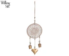 Willow & Silk 65cm Handcrafted Sunflower Hanging Bell Decoration - White/Gold/Natural