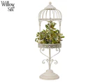Willow & Silk 72cm French Plant / Candle Holder Birdcage Stand - White