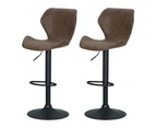 Bar Stools Set of 2 Gas Lift Kitchen Stool Brown