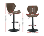 Bar Stools Set of 2 Gas Lift Kitchen Stool Brown