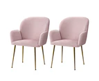 Artiss Dining Chairs Set of 2 Velvet Armchair Pink