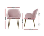 Artiss Dining Chairs Set of 2 Velevt Pink Kynsee