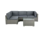 Gardeon 5-Piece Outdoor Sofa Set Wicker Couch Lounge Setting 4 Seater Grey