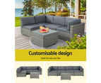 Gardeon 5-Piece Outdoor Sofa Set Wicker Couch Lounge Setting 4 Seater Grey