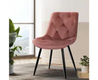 Artiss Starlyn Dining Chairs Kitchen Chairs Velvet Padded Seat Set of 2 Pink