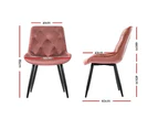 Artiss Dining Chairs Set of 2 Velvet Diamond Tufted Pink
