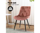 Artiss Dining Chairs Set of 2 Velvet Diamond Tufted Pink