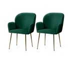 Artiss Dining Chairs Set of 2 Velvet Armchair Green