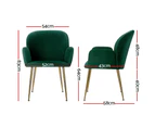 Artiss Dining Chairs Set of 2 Velvet Armchair Green