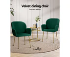 Artiss Dining Chairs Set of 2 Velvet Armchair Green