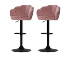 Artiss 2x Bar Stools Gas Lift Velvet Pink