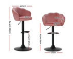 Artiss 2x Bar Stools Gas Lift Velvet Pink