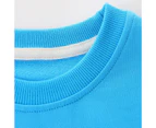 Bonivenshion Children Cotton Crewneck Sweatshirts Boys Cartoon Long Sleeve Pullovers Dinosaur Kids Toddler Christmas Tops - Blue