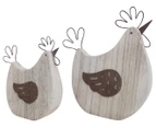 Set of 2 Willow & Silk Chook Ornaments - Natural/Rust