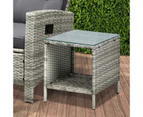 Livsip Outdoor Setting Recliner Chair Table 3 Piece Set Wicker lounge Patio Furniture Grey