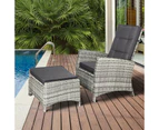 Livsip Sun lounge Recliner Chair Wicker Lounger Sofa Day Bed Outdoor Furniture Patio Set of 4 Pieces