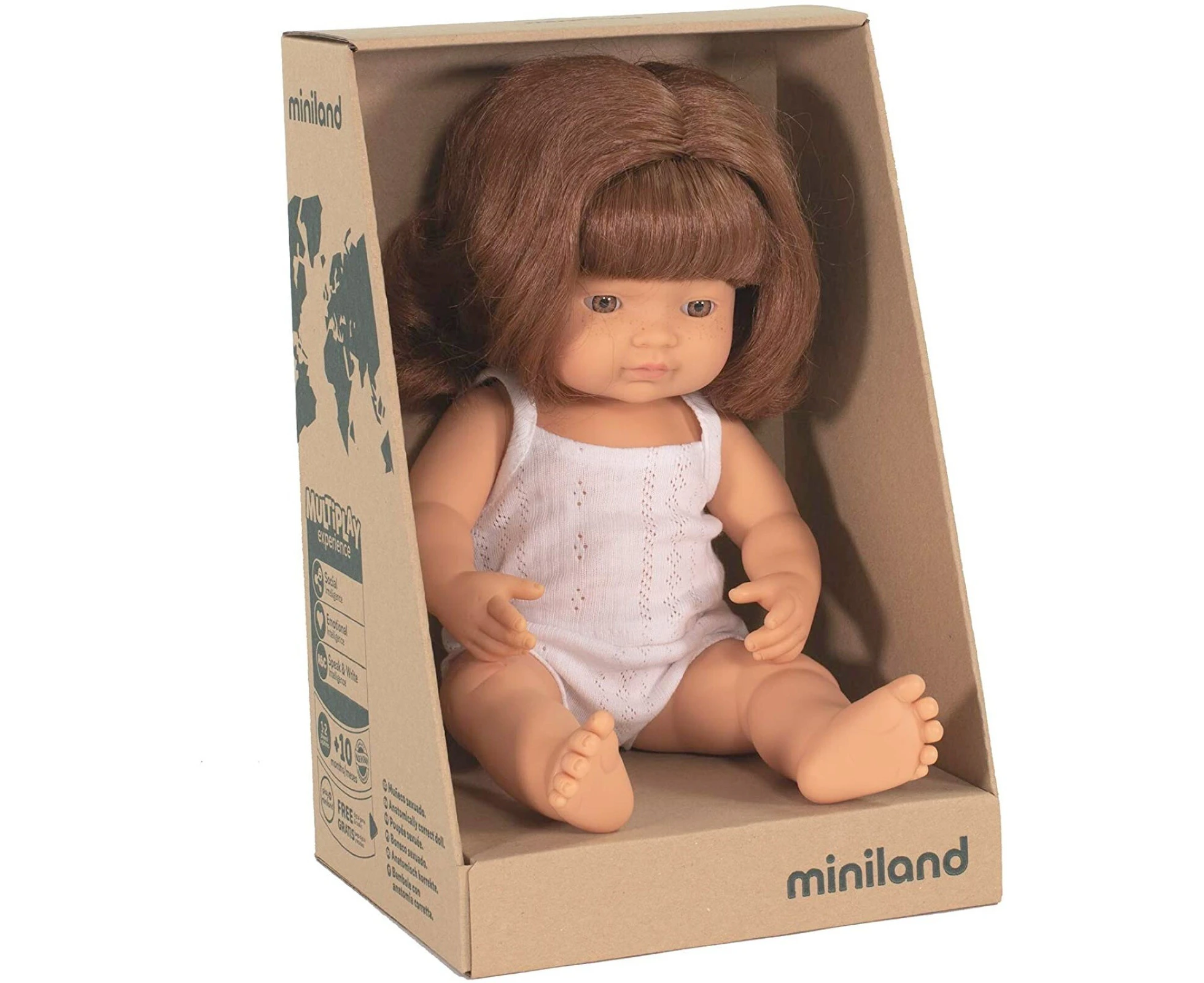 Miniland Baby Doll Caucasian Redhead Girl 38cm Kids Fun Pretend Play Toy 10m+