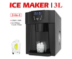 2 In 1 Portable Ice Cube Maker Machine with Water Dispenser 2L Home Commercial Fast Freezer Black