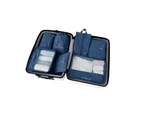 7Pcs Packing Cubes Travel Pouches Luggage Organiser Clothes Suitcase Storage Bag Box [Colour: NAVY BLUE]