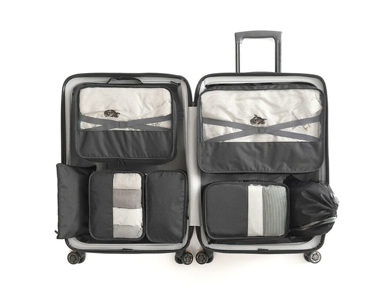 7Pcs Packing Cubes Travel Pouches Luggage Organiser Clothes Suitcase Storage Bag Box [Colour: BLACK]