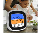 Food Cooking BBQ Thermometer Touch Screen Temperature Meter with Timer Probe-Black