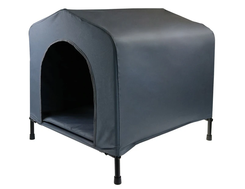 YES4PETS Grey L Portable Flea and Mite Resistant Dog Kennel House W Cushion