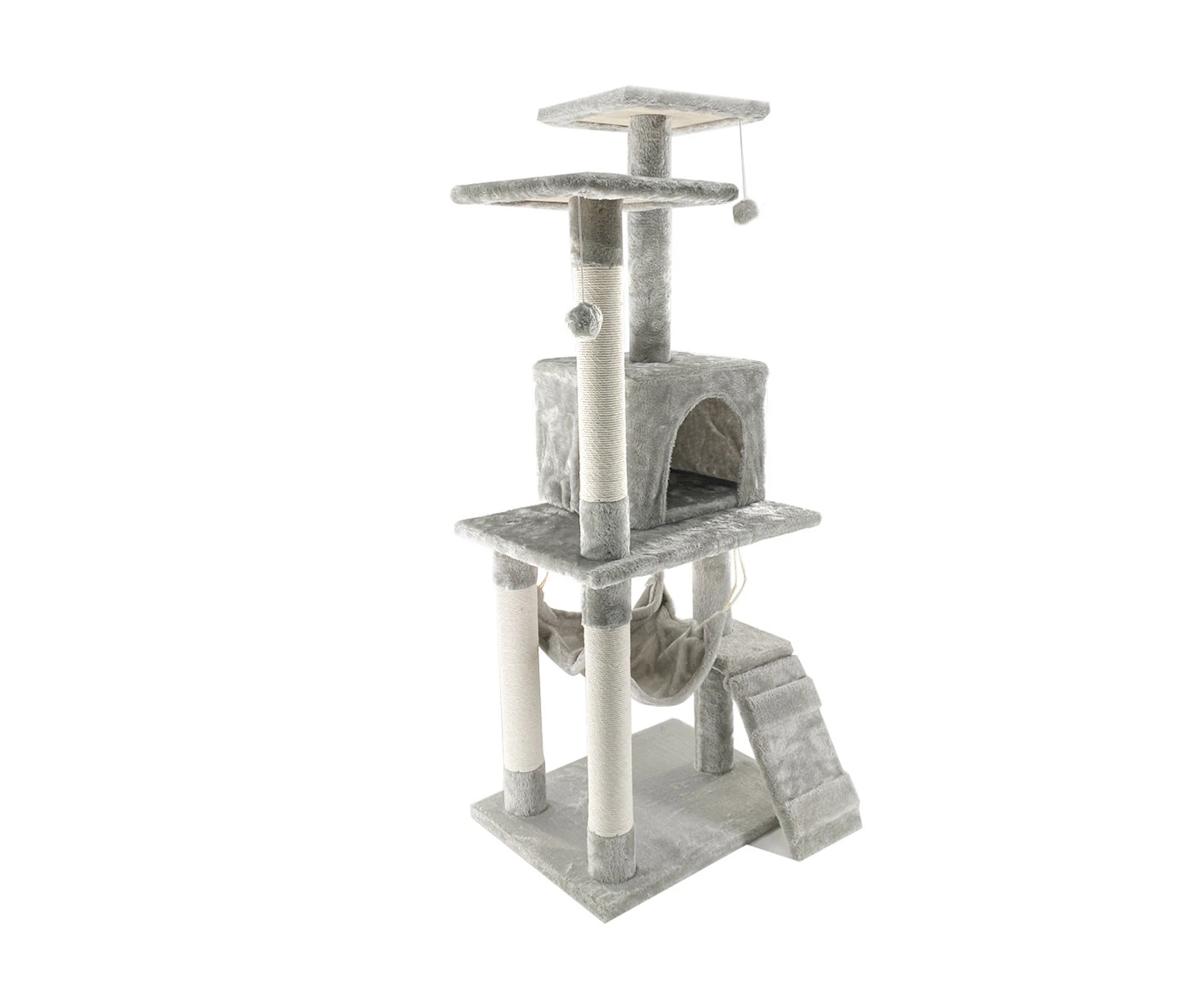 CAT TREE 120cm Cubby House Tower Cutie Paws Brand Soft Fabric Pole Scratcher