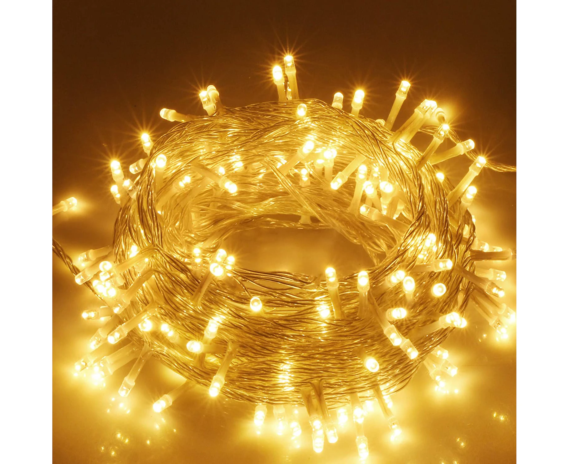 Christmas Fairy Lights 500 LED 8 Functions Indoor/Outdoor Decorations 35m Long - Warm White, Clear