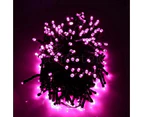 Solar Powered LED Icicle String Lights Christmas Decoration 8 Functions Animations - Pink