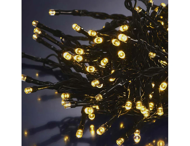 Solar Powered LED Icicle String Lights Christmas Decoration 8 Functions Animations - Warm White