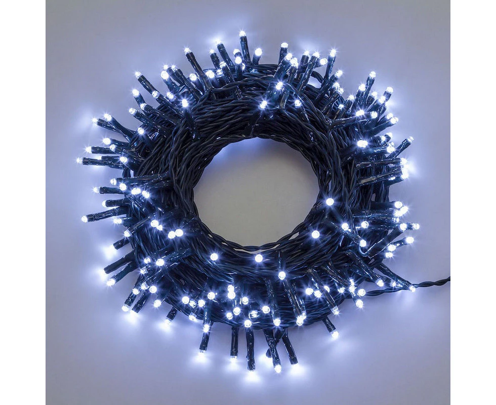 Solar Powered LED Icicle String Lights Christmas Decoration 8 Functions Animations - Cool White