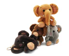 Mini Elephant Plush Stuffed Doll Pendant Keychain Key Chain Holder Bag Decor - Brown