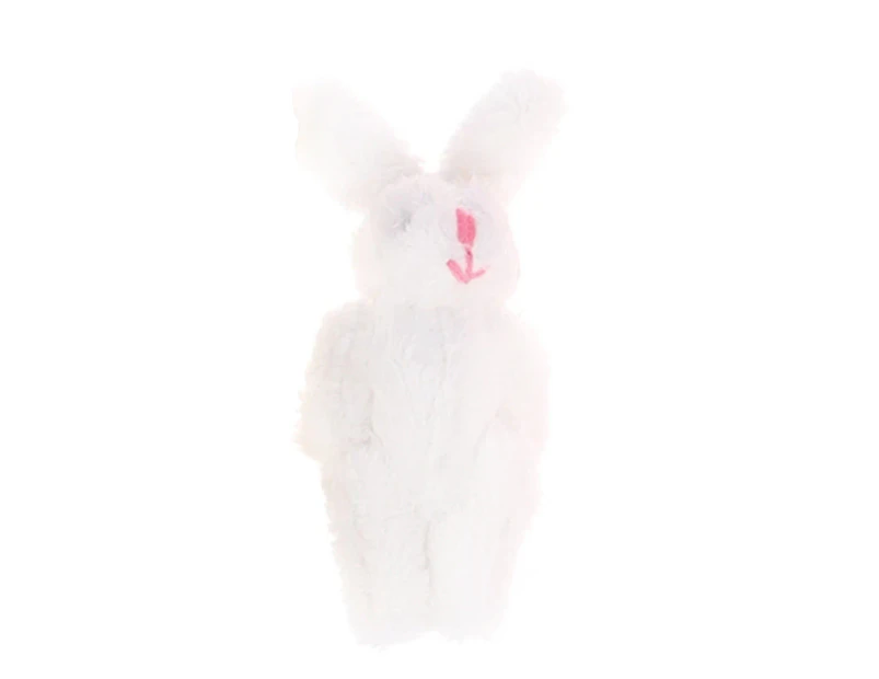 6cm Rabbit Plush Toy Cartoon Soft Touch Full Filling Realistic Decorative DIY Ornaments Gifts Cute Bunny Stuffed Doll Pendant for Key Chain - White
