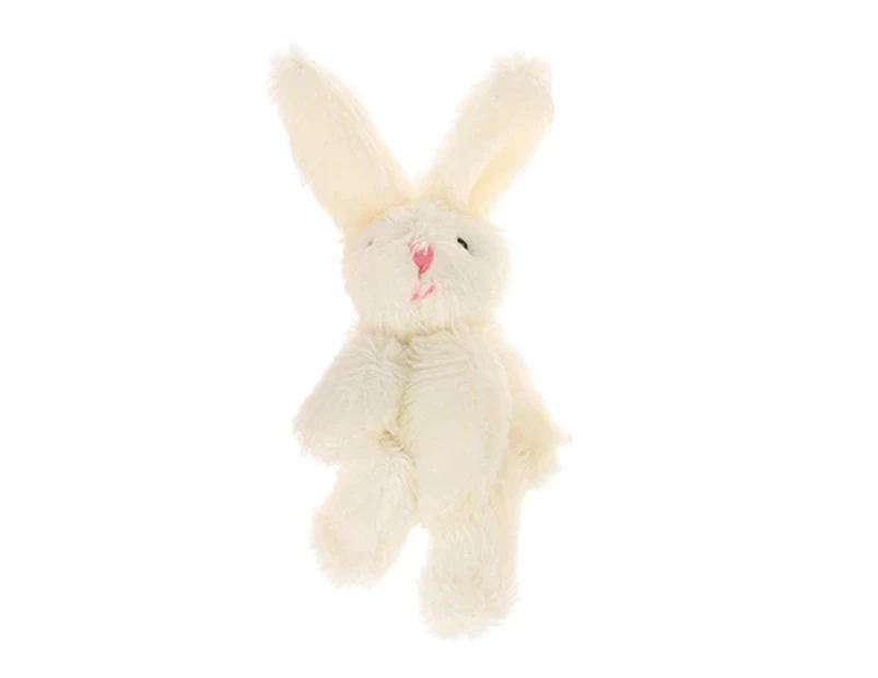 6cm Rabbit Plush Toy Cartoon Soft Touch Full Filling Realistic Decorative DIY Ornaments Gifts Cute Bunny Stuffed Doll Pendant for Key Chain - Beige