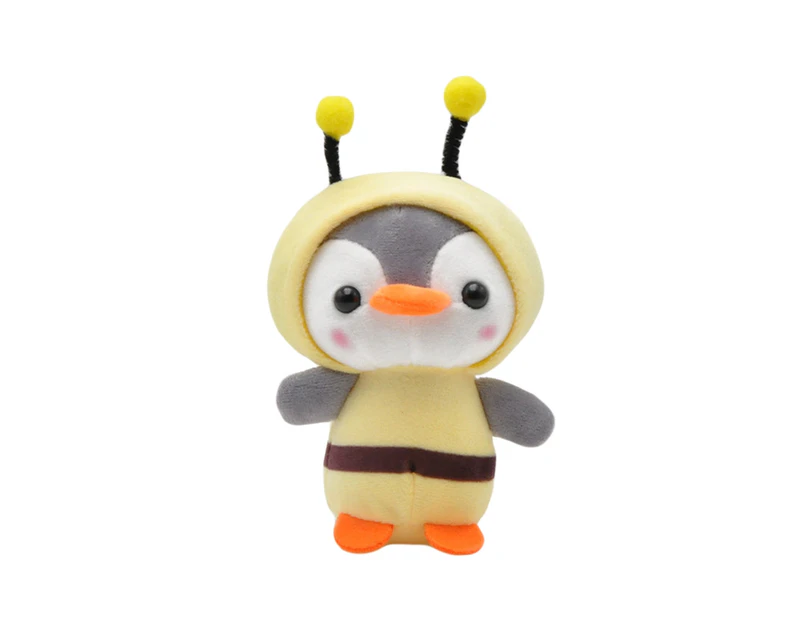 Cute Penguin Bee Animal Plush Doll Pendant Keychain Ring Key Holder Bag Decor - Yellow