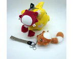 Cute Long Tail Raccoon Plush Doll Pendant Key Holder Keychain Bags Decoration - Red
