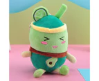 Elastic Stuffed Pendant Cartoon Soft Fruit Bubble Tea Expression Plush Keychain for Decoration - Green