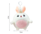 Plush Pendant with Buckle Lovely Design Stuffed Doll Decoration Keychain for Gift - White