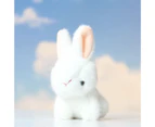 Bunny Keychain Skin-friendly Vivid Appearance Decoration Pendant Accessories Rabbit Faux Fur Keychain for Bag - White