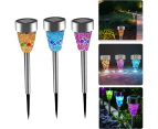 3pcs Solar Lights Outdoor Pathway Garden Cracked Stained Glasses Pathway Lights Mosaic Glass Landscape Lights Mix 3 Color LED Solar Waterproof Lights for G