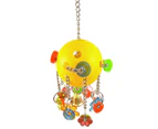 Pets Bird Parrot Plastic Hollow Ball Flower Shape Bell Ring Hanging Chew Toy-Random Color Plastic + Metal