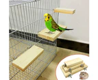 Pet Bird Parrot Wood Stand Perch Platform Hanging Cage Decor Paw Grinding Toy-Wood Color Wood + Metal