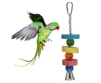 Pet Birds Parrot Building Blocks Bell String Hanging Molar Bite Chewing Toy-Multicolor Wood