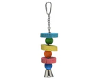 Pet Birds Parrot Building Blocks Bell String Hanging Molar Bite Chewing Toy-Multicolor Wood